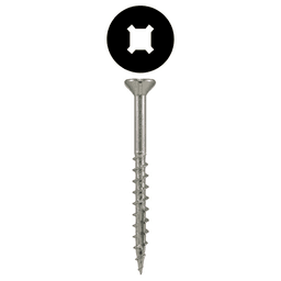 #8 x 2-1/2" Flat Head Assembly Screws, Square/Phillips Drive Coarse Thread with Nibs and Double Auger Point, Zinc, Box of Fifty by Quickscrews