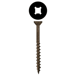 #8 x 1-3/4" Flat Head Assembly Screws, Square/Phillips Drive Coarse Thread with Nibs and Double Auger Point, Plain, Box of Hundred by Quickscrews