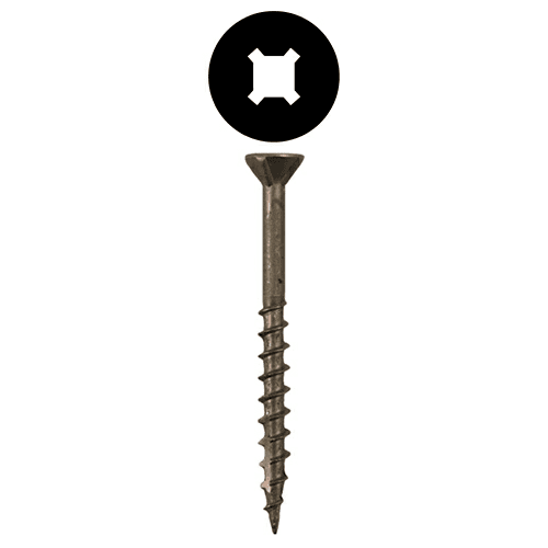 #8 x 2-1/2" Flat Head Assembly Screws, Square/Phillips Drive Coarse Thread with Nibs and Double Auger Point, Plain, Box of Fifty by Quickscrews