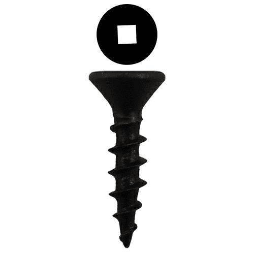 #8 x 3/4" Flat Head Hinge Edge Screws, Square Drive Coarse Thread and Sharp Point, Black, Box of Hundred by Quickscrews