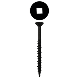 #9 x 2-1/2" Flat Head Assembly Screws, Square Drive Coarse Thread and Sharp Point, Black, Box of Fifty by Quickscrews