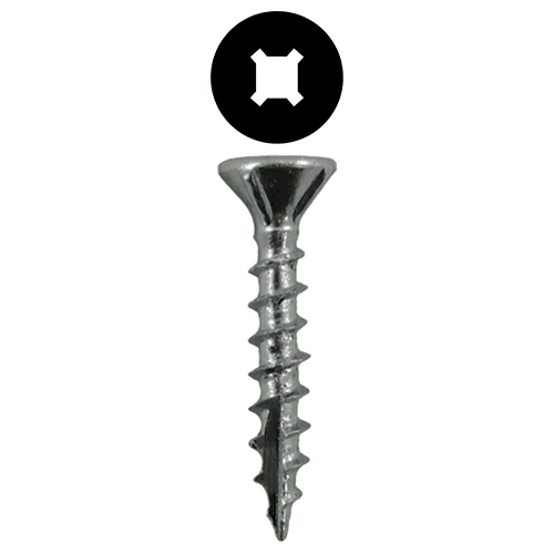 #8 x 1" Flat Head Assembly Screws, Square/Phillips Drive Coarse Thread with Nibs and Type 17 Auger Point, Zinc, Box of Hundred by Quickscrews