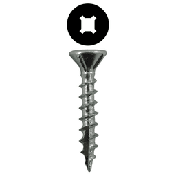 #8 x 1" Flat Head Assembly Screws, Square/Phillips Drive Coarse Thread with Nibs and Type 17 Auger Point, Zinc, Box of Hundred by Quickscrews