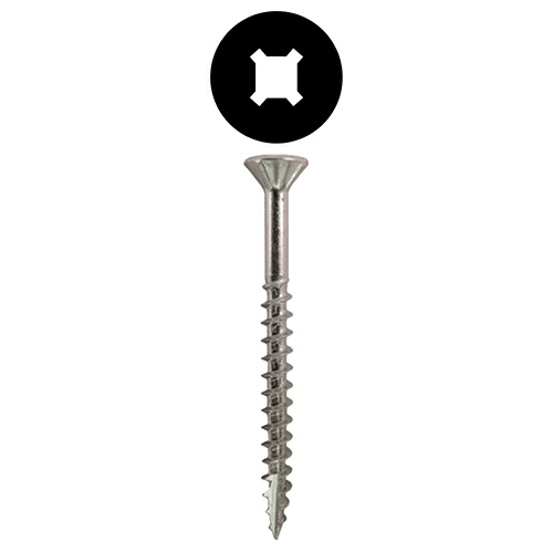 #9 x 2-1/2" Flat Head Assembly Screws, Square/Phillips Drive Coarse Thread with Nibs and Type 17 Auger Point, Zinc, Box of Fifty by Quickscrews