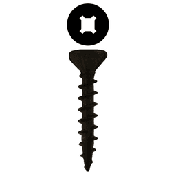 #8 x 1" Flat Head Assembly Screws, Square/Phillips Drive Coarse Thread with Nibs and Type 17 Auger Point, Black, Box of Hundred by Quickscrews