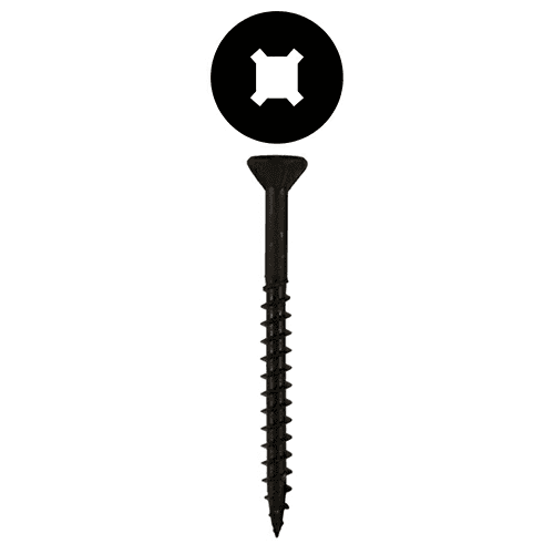 #8 x 2" Flat Head Assembly Screws, Square/Phillips Drive Coarse Thread with Nibs and Type 17 Auger Point, Black, Box of Hundred by Quickscrews