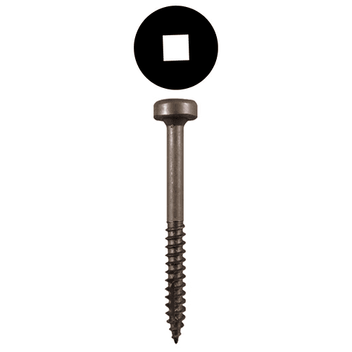 #6 x 1-1/2" Modified Pan Head Face Frame/Pocket-Hole Screws, Square Drive Hi-Low Thread and Double Auger Point, Plain, Box of Hundred by Quickscrews