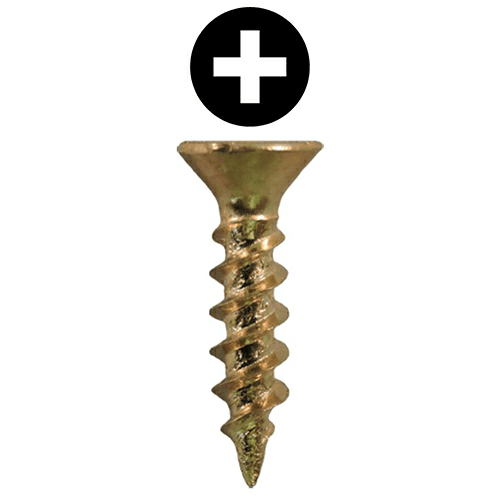 #5 x 1/2" Flat Head Hinge Edge Screws, Phillips Drive Twinfast Thread and Sharp Point, Bright Brass, Box of Hundred by Quickscrews