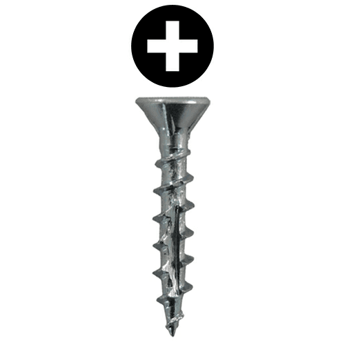 #8 x 1" Flat Head Assembly Screws, Phillips Drive Coarse Thread with Nibs and Double Auger Point, Zinc, Box of 1 Thousand by Quickscrews