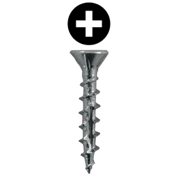 #8 x 1" Flat Head Assembly Screws, Phillips Drive Coarse Thread with Nibs and Double Auger Point, Zinc, Box of 1 Thousand by Quickscrews