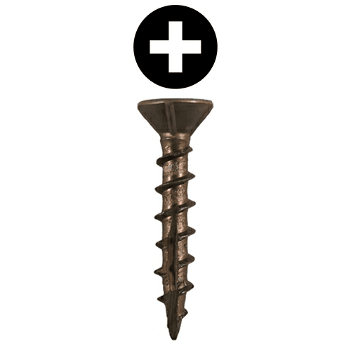 #8 x 1" Flat Head Assembly Screws, Phillips Drive Coarse Thread with Nibs and Double Auger Point, Plain, Box of 1 Thousand by Quickscrews