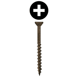 #8 x 2-1/2" Flat Head Assembly Screws, Phillips Drive Coarse Thread with Nibs and Double Auger Point, Plain, Box of 5 Hundred by Quickscrews