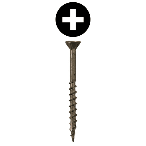 #10 x 3-1/2" Flat Head Assembly Screws, Phillips Drive Coarse Thread with Nibs and Double Auger Point, Plain, Box of 2.5 Hundred by Quickscrews