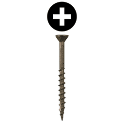 #10 x 3-1/2" Flat Head Assembly Screws, Phillips Drive Coarse Thread with Nibs and Double Auger Point, Plain, Box of 2.5 Hundred by Quickscrews