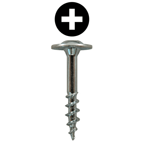 #8 x 7/8" Large Round Washer Head Drawer Front Adjusting Screws, Phillips Drive Coarse Thread and Sharp Point, Zinc, Box of 8 Thousand by Quickscrews