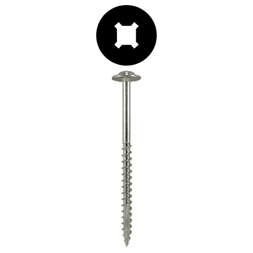 #10 x 3" Round Washer Head Installation Screws, Square/Phillips Drive Coarse Thread and Double Auger Point, Zinc with Zinc Head, Box of 5 Hundred by Quickscrews