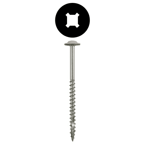 #10 x 3-1/2" Round Washer Head Installation Screws, Square/Phillips Drive Coarse Thread and Double Auger Point, Zinc, Box of Twenty Five by Quickscrews