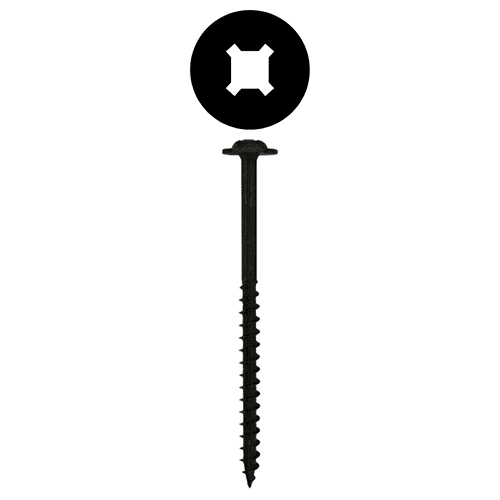 #10 x 3" Round Washer Head Installation Screws, Square/Phillips Drive Coarse Thread and Double Auger Point, Black, Box of 5 Hundred by Quickscrews