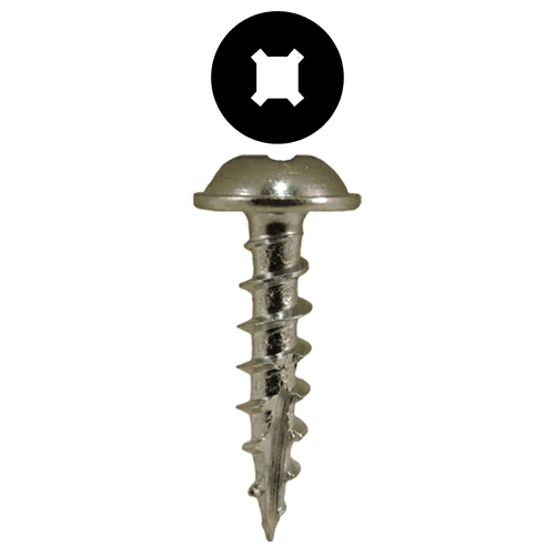 #8 x 3/4" Round Washer Head Compact Hinge Screws, Square/Phillips Drive Coarse Thread and Type 17 Auger Point, Zinc, Box of 10 Thousand by Quickscrews