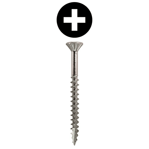 #8 x 1-3/4" Flat Head Assembly Screws, Phillips Drive Coarse Thread with Nibs and Type 17 Auger Point, Zinc, Box of 5 Thousand by Quickscrews