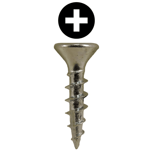 #6 x 1/2" Flat Head Hinge Edge Screws, Phillips Drive Coarse Thread and Type 17 Auger Point, Zinc, Box of 25 Thousand by Quickscrews
