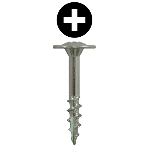 #8 x 1-1/4" Large Round Washer Head Drawer Front Adjusting Screws, Phillips Drive Coarse Thread and Type 17 Auger Point, Zinc, Box of 6 Thousand by Quickscrews