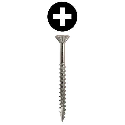 #8 x 1-5/8" Flat Head Assembly Screws, Phillips Drive Coarse Thread with Nibs and Type 17 Auger Point, Zinc, Box of 1 Thousand by Quickscrews