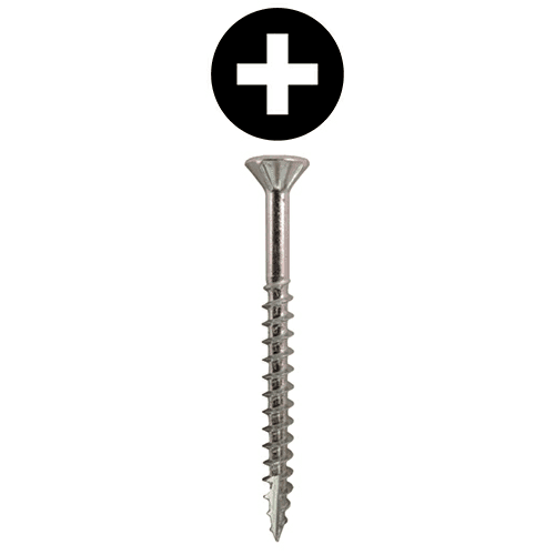 #8 x 2-1/4" Flat Head Assembly Screws, Phillips Drive Coarse Thread with Nibs and Type 17 Auger Point, Zinc, Box of 1 Thousand by Quickscrews