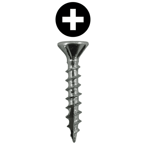 #8 x 1" Flat Head Assembly Screws, Phillips Drive Coarse Thread with Nibs and Type 17 Auger Point, Zinc, Box of Hundred by Quickscrews