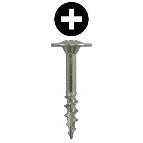 #8 x 7/8" Large Round Washer Head Drawer Front Adjusting Screws, Phillips Drive Coarse Thread and Type 17 Auger Point, Zinc, Box of Hundred by Quickscrews