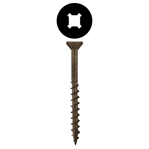 #10 x 3-1/2" Flat Head Assembly Screws, Square/Phillips Drive Coarse Thread with Nibs and Double Auger Point, Plain, Box of Thousand by Quickscrews