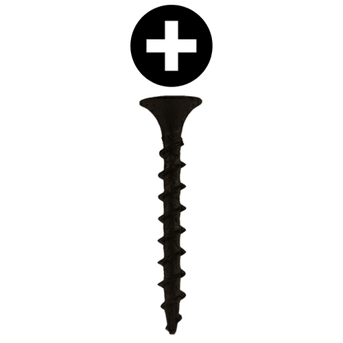#6 x 2" Bugle Head Drywall Screws, Phillips Drive Coarse Thread and Sharp Point, Black, Box of 1 Thousand by Quickscrews