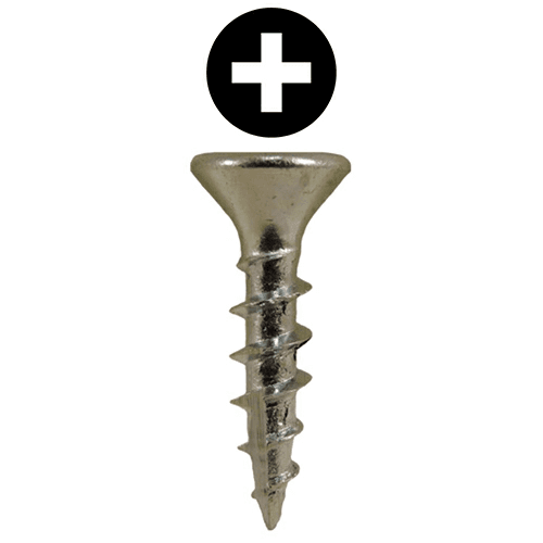 #9 x 3/4" Flat Head Hinge Edge Screws, Phillips Drive Coarse Thread and Type 17 Auger Point, Zinc, Box of Hundred by Quickscrews