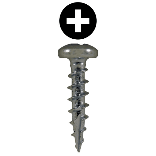 #12 x 1" Pan Head Hinge Edge Screws, Phillips Drive Coarse Thread and Type 17 Auger Point, Zinc, Box of Hundred by Quickscrews