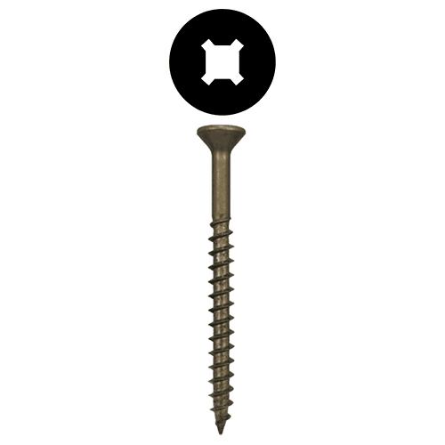 #8 x 3" Flat Head Assembly Screws, Square/Phillips Drive Coarse Thread and Sharp Point, Plain, Box of 2 Thousand by Quickscrews