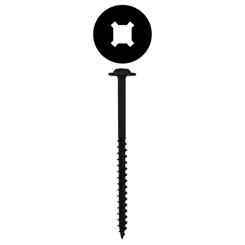 #10 x 3" Round Washer Head Installation Screws, Square/Phillips Drive Coarse Thread and Double Auger Point, Black, Box of 1.5 Thousand by Quickscrews