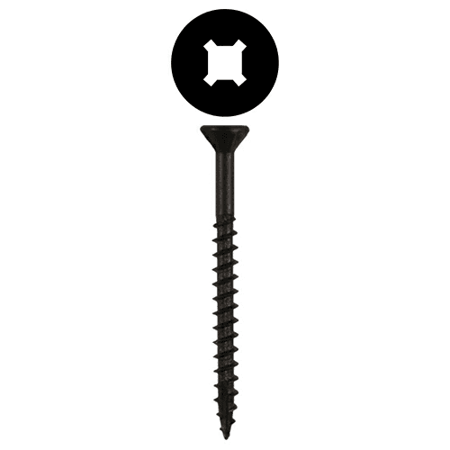 #8 x 1-3/4" Flat Head Assembly Screws, Square/Phillips Drive Coarse Thread with Nibs and Type 17 Auger Point, Black, Box of 5 Thousand by Quickscrews