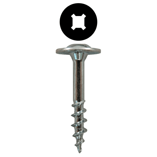 #8 x 1-1/2" Large Round Washer Head Drawer Front Adjusting Screws, Square/Phillips Drive Coarse Thread and Sharp Point, Zinc, Box of 5 Thousand by Quickscrews