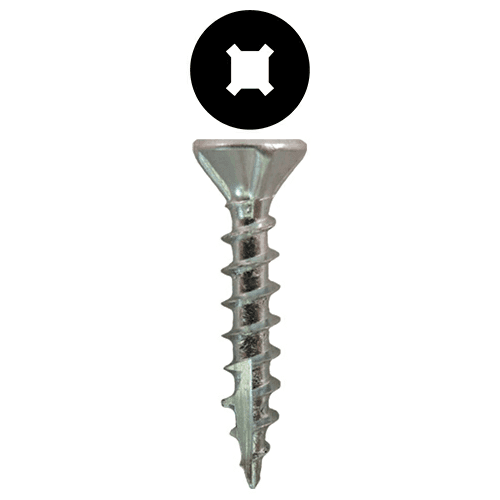 #6 x 5/8" Flat Head Hinge Edge Screws, Square/Phillips Drive Coarse Thread and Sharp Point, Zinc, Box of Hundred by Quickscrews
