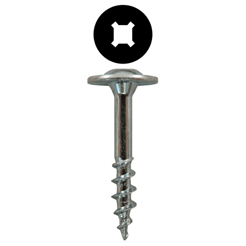 #8 x 7/8" Large Round Washer Head Drawer Front Adjusting Screws, Square/Phillips Drive Coarse Thread and Sharp Point, Zinc, Box of 1 Thousand by Quickscrews