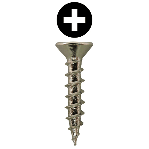 #6 x 1/2" Large Flat Head Hinge Edge Screws, Phillips Drive Coarse Thread and Sharp Point, Nickel, Box of 25 Thousand by Quickscrews