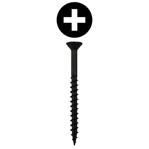 #8 x 1-5/8" Flat Head Assembly Screws, Phillips Drive Coarse Thread and Sharp Point, Black, Box of 5 Thousand by Quickscrews