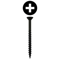 #8 x 1-5/8" Flat Head Assembly Screws, Phillips Drive Coarse Thread and Sharp Point, Black, Box of 5 Thousand by Quickscrews