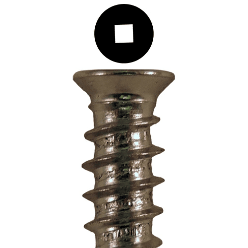 6mm x 13mm Flat Head Euro Screws, Square Drive Type B Thread and Blunt Point, Nickel, Box of 1 Thousand by Quickscrews