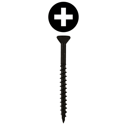 #9 x 3" Flat Head Assembly Screws, Phillips Drive Coarse Thread with Nibs and Type 17 Auger Point, Black, Box of 2 Thousand by Quickscrews