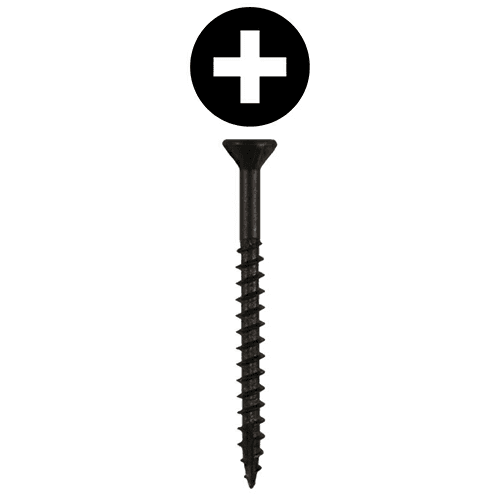 #8 x 1-1/2" Flat Head Assembly Screws, Phillips Drive Coarse Thread with Nibs and Type 17 Auger Point, Black, Box of 1 Thousand by Quickscrews