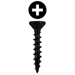 #8 x 1" Flat Head Assembly Screws, Phillips Drive Coarse Thread with Nibs and Type 17 Auger Point, Black, Box of Hundred by Quickscrews