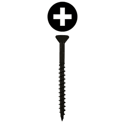 #9 x 2-1/2" Flat Head Assembly Screws, Phillips Drive Coarse Thread with Nibs and Type 17 Auger Point, Black, Box of Fifty by Quickscrews