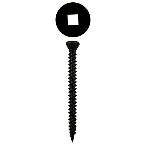 #6 x 1-5/8" Trim Head Drywall Screws, Square Drive Twinfast Thread and Twinfast Point, Black, Box of 1 Thousand by Quickscrews