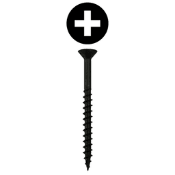 #8 x 1-5/8" Flat Head Assembly Screws, Phillips Drive Coarse Thread and Sharp Point, Black, Box of Hundred by Quickscrews